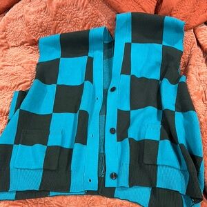 Blue and Black Checkered Vest